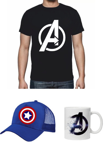 Avengers Capitán América  Combo Mugs + Gorra + Camiseta