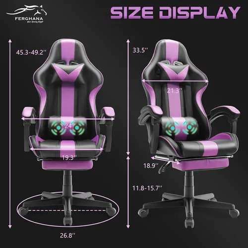 Silla De Juego Ferghana Púrpura Ergonómica Ajustable