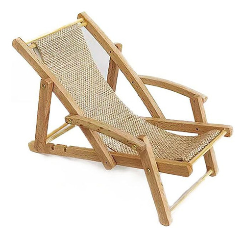 Silla De Playa Doll Beach, Tumbona De Madera En Miniatura, J