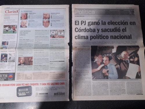 Tapa Diario Clarín 21 12 1998 Córdoba De La Sota Pj Menem (Usado)