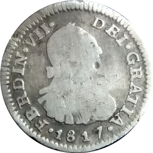 1817 1/2 Real Ferdin Vll Santiago Fd Moneda Escasa Colonial 