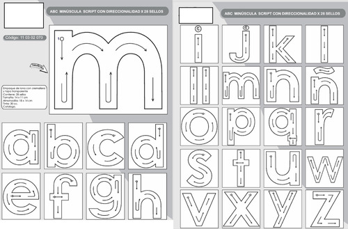 Sellos Abecedario Minuscula Script Con Direccionalidad X 28 