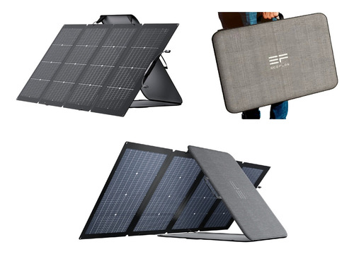 Panel solar Ecoflow, portátil y plegable, bifacial, de 220 W, color negro, voltaje de circuito abierto, 18,4 V, voltaje máximo del sistema: 21,8 V