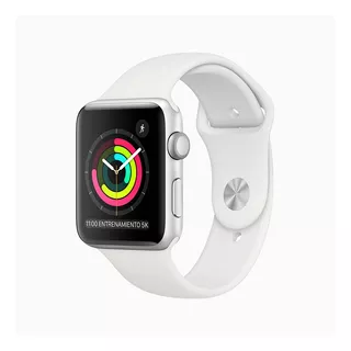 Apple Watch Series 3 (GPS) - Caja de aluminio plateado de 42 mm - Correa deportiva blanco