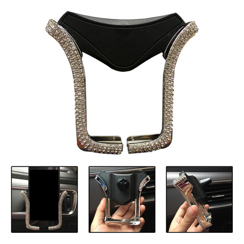 Bling Rhinestone Crystal Convenient Car Automático Plata