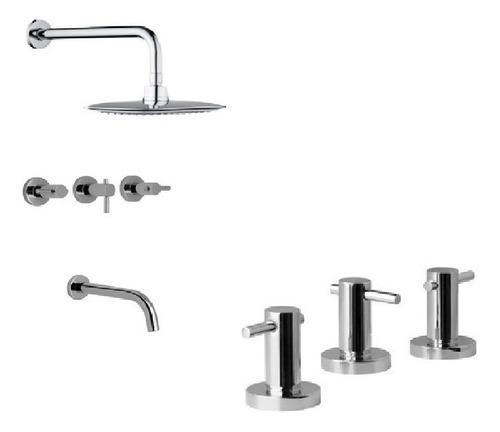 Combo Griferia Baño Hydros Zen Lever Bidet Ducha