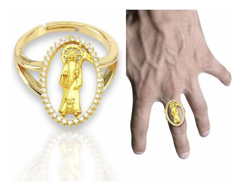 Collar Santa Muerte Premium Cadena Gruesa Y Anillo