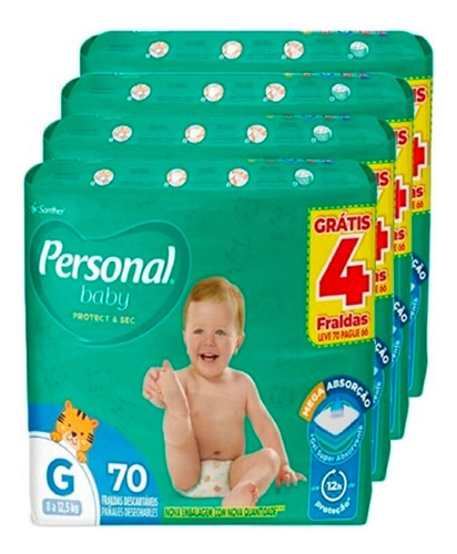 Fralda Giga Soft Protect G 4 Pacotes Com 70 Personal Gênero Sem Gênero Tamanho Grande (g)