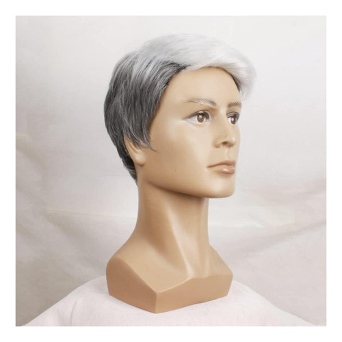 Pelucas Blancas Cortas De Mixiu Para Hombre, Peluca De Viejo
