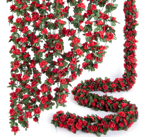6pcs Guia Enredadera Con Rosas Artificial Decoración Flores
