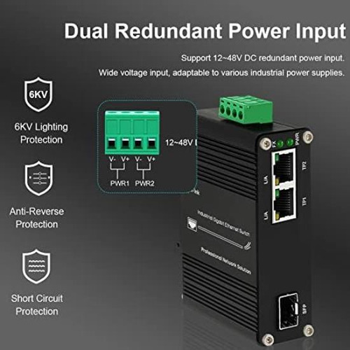 Mini Interruptor Industrial De 2 Puertos Gigabit Ethernet En