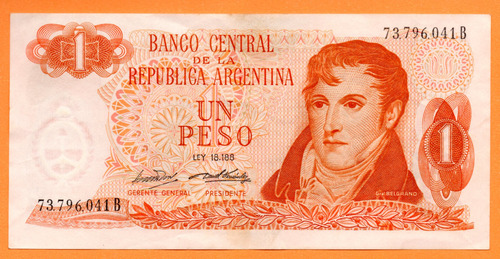 Billete 1 Peso Ley , Bottero 2305, Año 1971 Exc