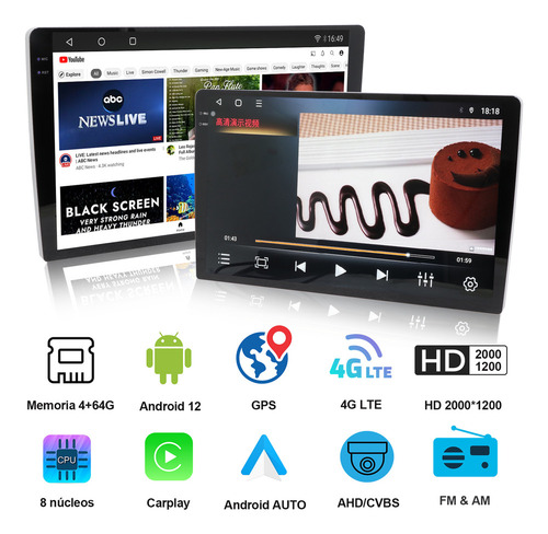 9 Pulgadas Audio Vehiculos Estéreo Carplay Dsp Ips 4+64g 2k