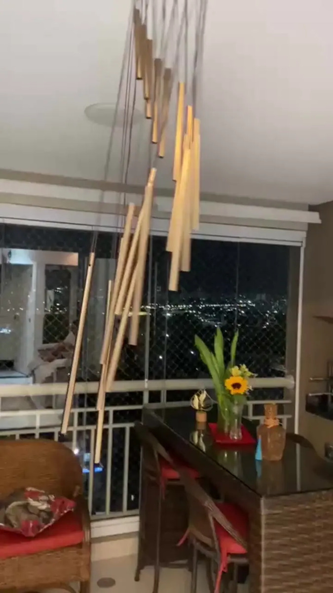 Sino Dos Ventos Mensageiro 18 Tubos Decoração Dourado Vitx miniatura 2