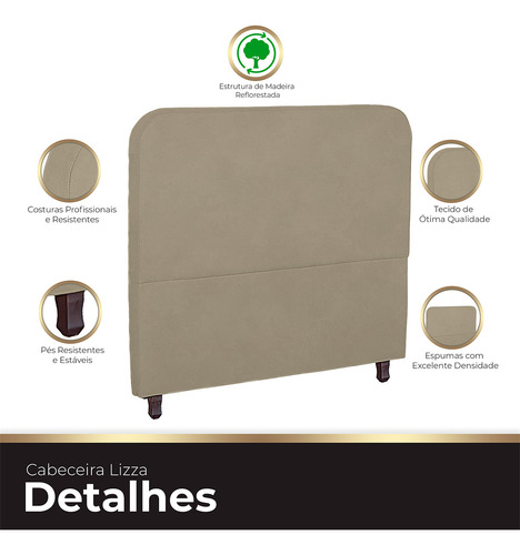 Cabeceira King Size Estofada Cama Box Lizza Bege Escuro
