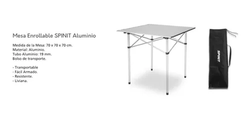 Mesa Plegable Regulable Aluminio – Spinit