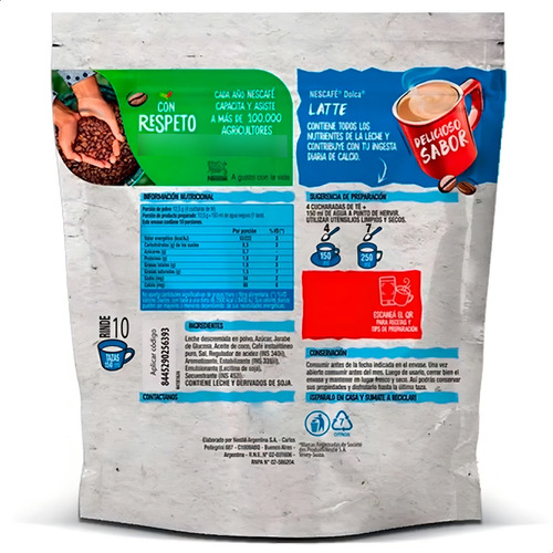 Café Instantáneo Latte Nescafe Dolca Doypack 125 Gr