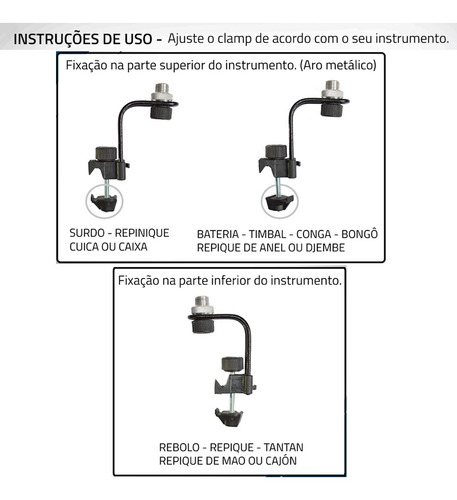 Imagem 7 de 7 de Suporte Ask B10 Clamp Microfonar Bateria Bumbo Tom Cajon