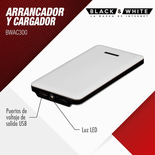Imagen 4 de 10 de Arrancador Portatil Auxiliar Para Auto 150a 7800mah B&w