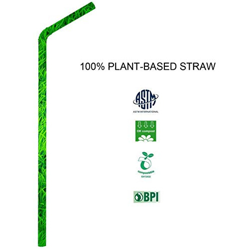 200 Count 100% Plant-based Wrapped Compostable Straws ...