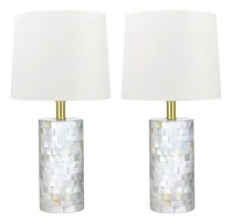 Comprar Tpamswo Moderno Juego 2 Lampara Mesa Costera Azulejo Natural