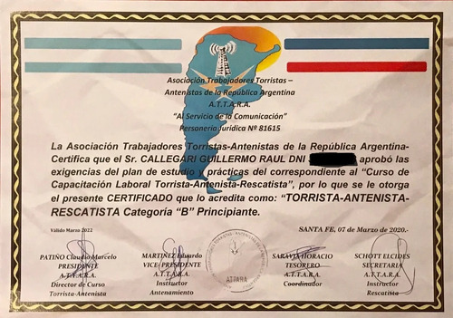 Torrista Antenista Rescatista Certificado Facturamos A