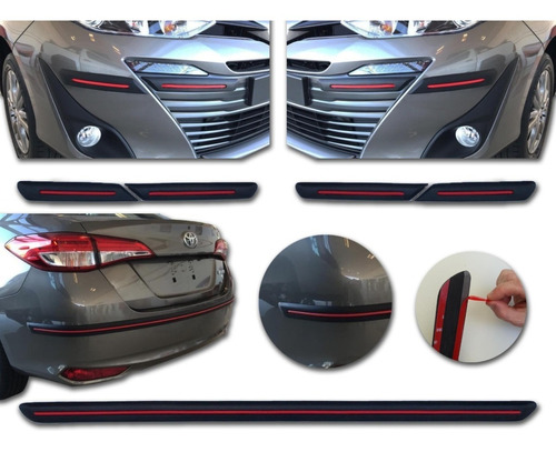  Toyota Yaris 2019 Protector Paragolpes Sedan Rojo Kenny 3m