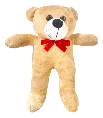 Urso De Pelúcia Antialérgico Teddy 50cm Com Laço Vermelho