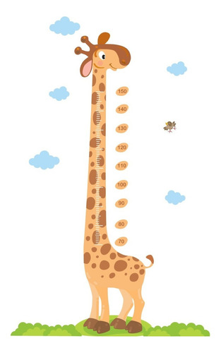Adesivo De Parede Girafa Régua De Crescimento 175x110cm