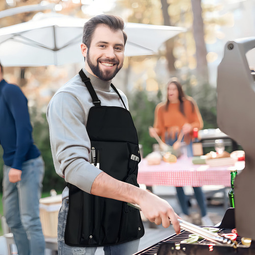 Delantal Con Utensilios De Asador De Acero Inoxidable 2 En 1