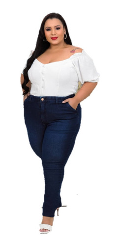 Calça Jeans C/ Lycra Feminina Plus Size Tamnho Grande 