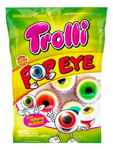 Olhos De Gelatina Recheados Trolli Pop Eye 75g