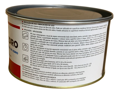 Limpeza Massa Poliester Com Fibra De Vidro 750g Maxi Rubber