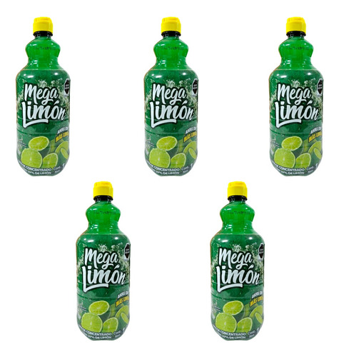 5 Pzas Concentrado Jugo De Limón Mega Limón 1 Lt Cada Uno