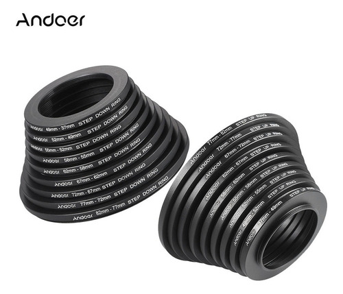 Andoer 18pcs 37-49-52-55-58-62-67-72-77-82mm Step Up L