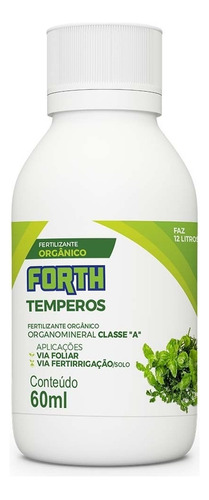 Fertilizante Orgânico Forth Temperos 60ml Rende 12 Litros