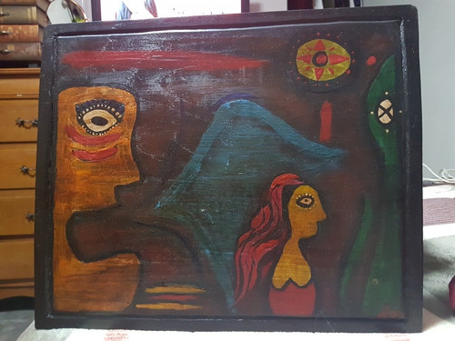 Pintura Única Y Original En Madera.