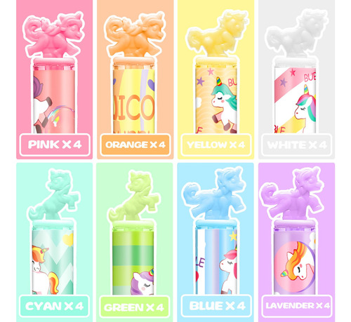 Burbuja Para Recuerdos De Fiesta Unicornio, 32 Mini Varitas,