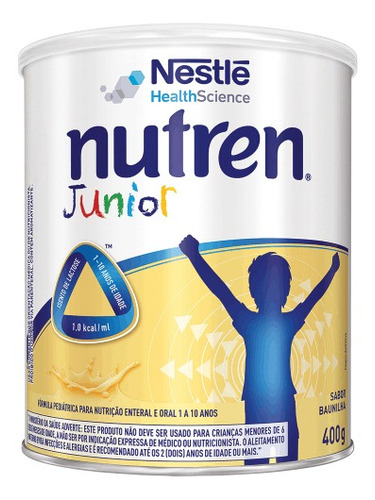 Fórmula infantil em pó sem glúten Nestlé Nutren Junior sabor baunilha en lata de 5 de 400g - 12 meses a 10 anos