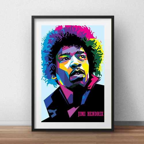 Quadro Jimmy Hendrix Guitarra Poster Rock Mold Vidro 33x43cm