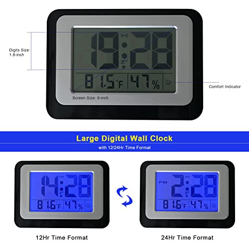 Reloj De Pared Digital Grande Lcd De 6 , Reloj De Mesa ...