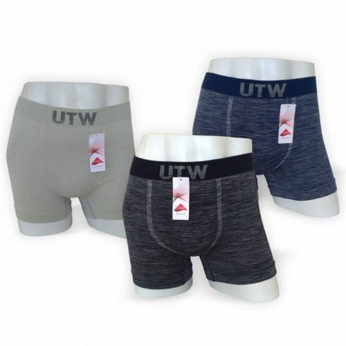 Cueca Boxer Utw Mescla Preto/cinza/marinho Kit 3 Peças Semle