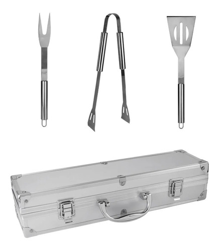 Set De Bbq Carne Asada 3 Piezas Con Estuche Metalico Snazzy