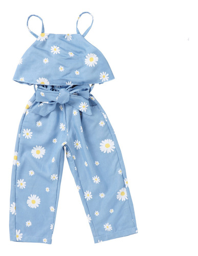 Mono Holgado Con Cinturón Y Estampado Floral Para Niñas, Pan