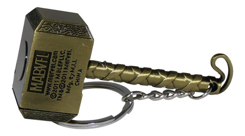 Imagen 9 de 10 de Llavero Martillo Thor Marvel De Metal | Mjölnir Dorado