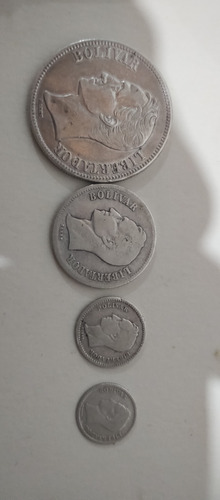 Monedas De Plata 5bs , 2bs , 1/2 Bs , 25 Céntimos 