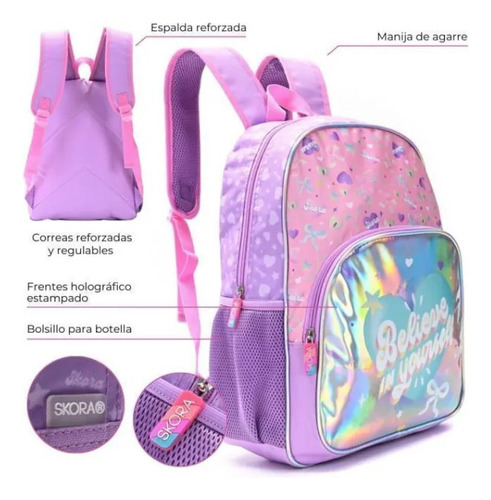 Mochila Alma Belive In Yourself Lila Y Rosa Tornasol