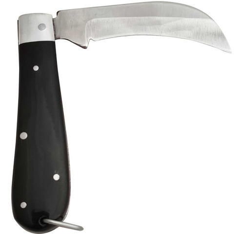 Canivete Britola Foice Bolso Aço Inox 420 Clip Cabo Chifre