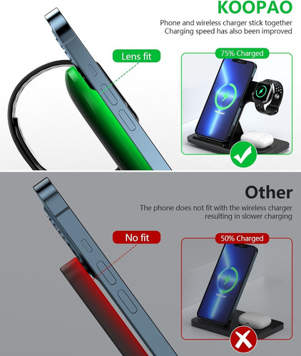 Cargador Inalámbrico 3 En 1 Base De Carga Rápida Para iPhone