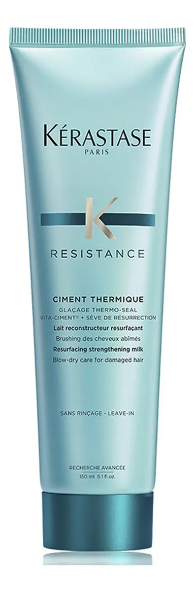 Kérastase Résistance Ciment Thermique, Leite Reconstrutor e Protetor Térmico até 180°C para Cabelos Danificados e Fracos, Tratamento Anti-Quebra, 150 ml